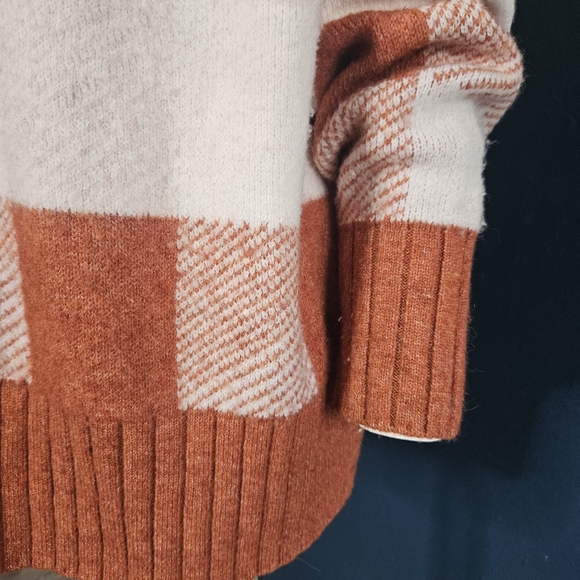 A New Day Plus Size Plaid Crewneck Pullover Sweater - Rust Brown/Pink/Cream - Picture 8 of 13